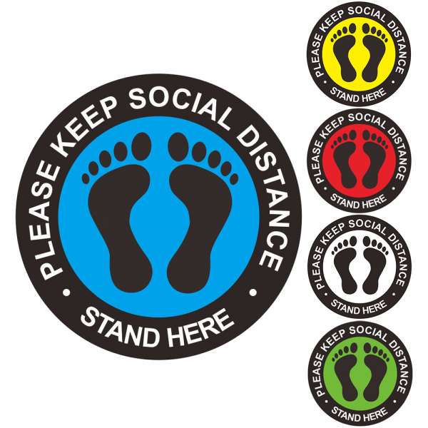 Custom PVC Stickers Keep 6feet Distance Social Vinyl Sticker One Way Floor Decal